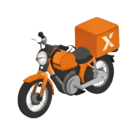 Side view of a motorcycle used for compact deliveries